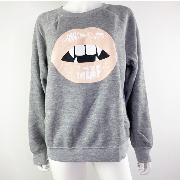 Wildfox heather gray Vampy Halloween vampire SOMMERS sweatshirt - Picture 2 of 3